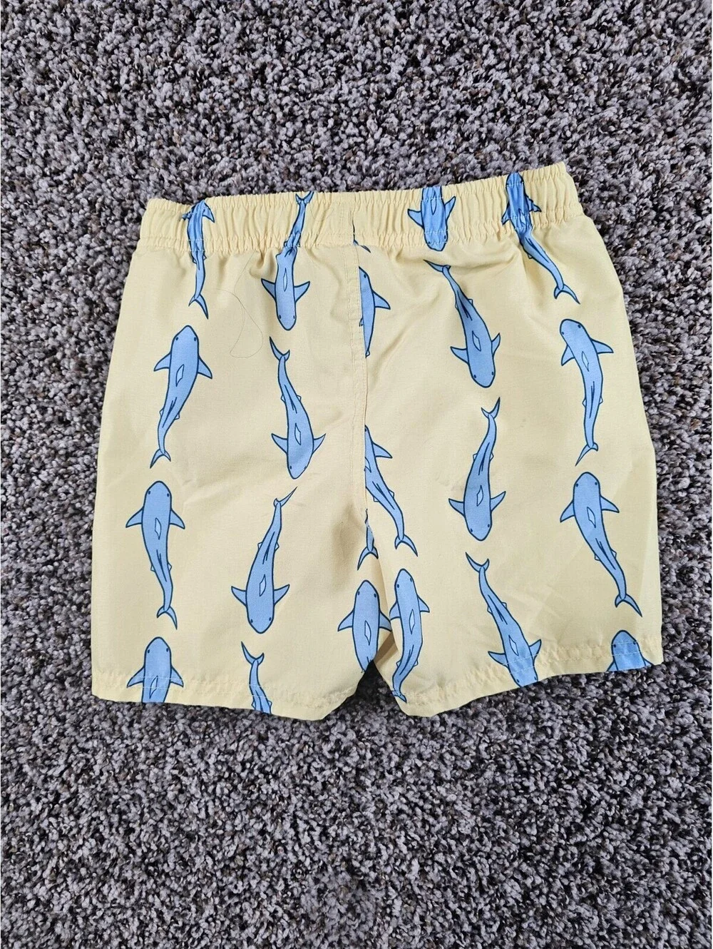 Rugged Butts Boys Sz 6 Swimsuit Swim Trunks Yellow Blue Shark Print